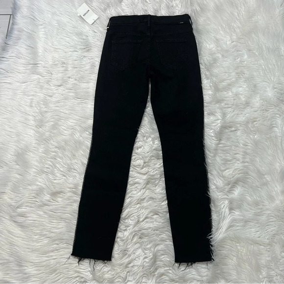 New MOTHER Denim High Waist Looker Ankle Fray Skinny Jeans Guilty Glitter Racer - Picture 13 of 15